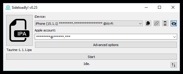 Sideloadly on Windows with the iPhone detected and the Apple account entered, an IPA ready to sign